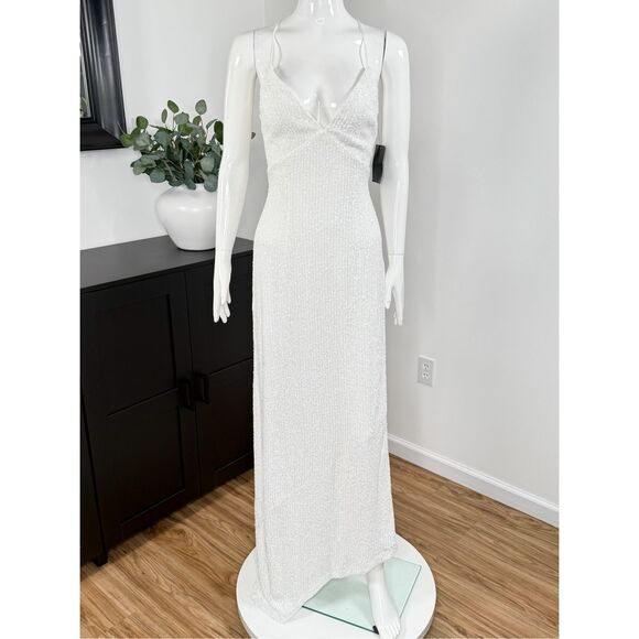 NWT Retrofete Violet asymmetric lace-up sequined stretch-tulle gown Size Small - Picture 11 of 14